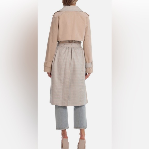 NWT! Avec Les Filles L mixed plaid trench coat - Picture 3 of 9